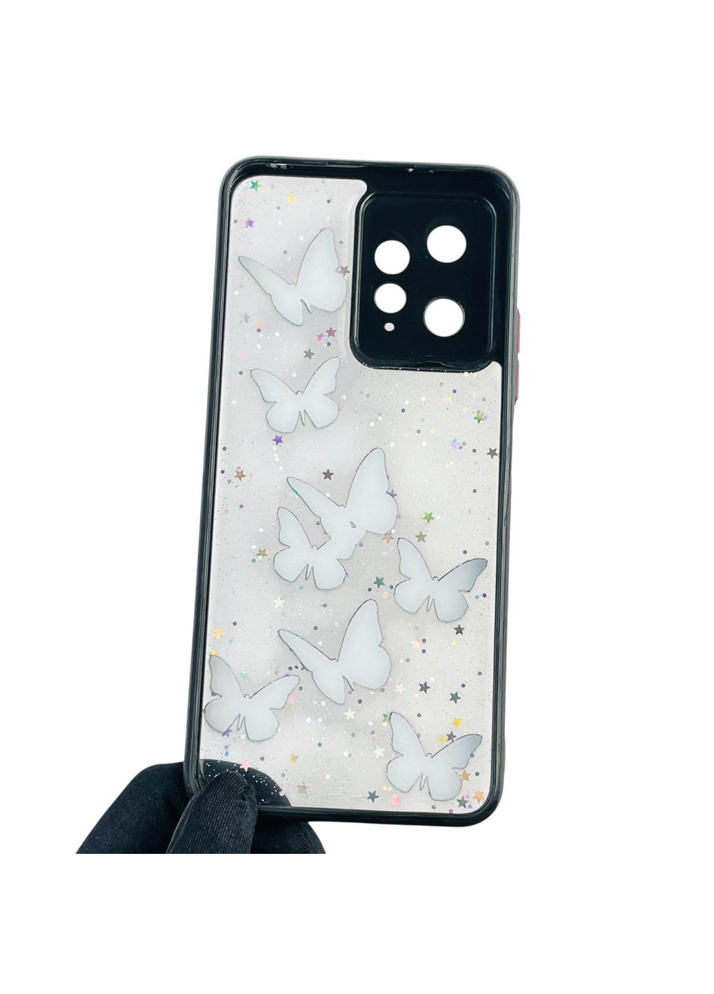 Чохол для Redmi Note 12 4G з блискітками з метеликами на сяомі редмі нот 12 4г чорний Xiaomi (366387749)