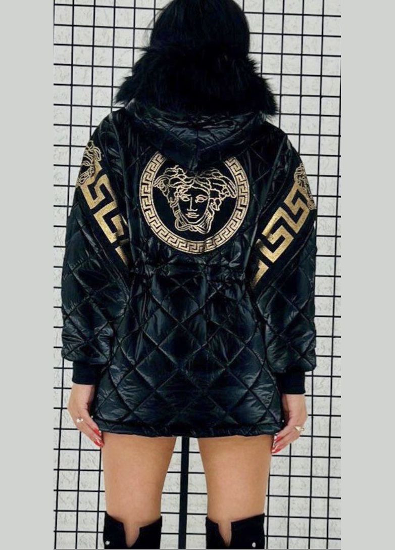 Чорна зимня жіноча чорна куртка зі стразами. розмір 38 Fashion