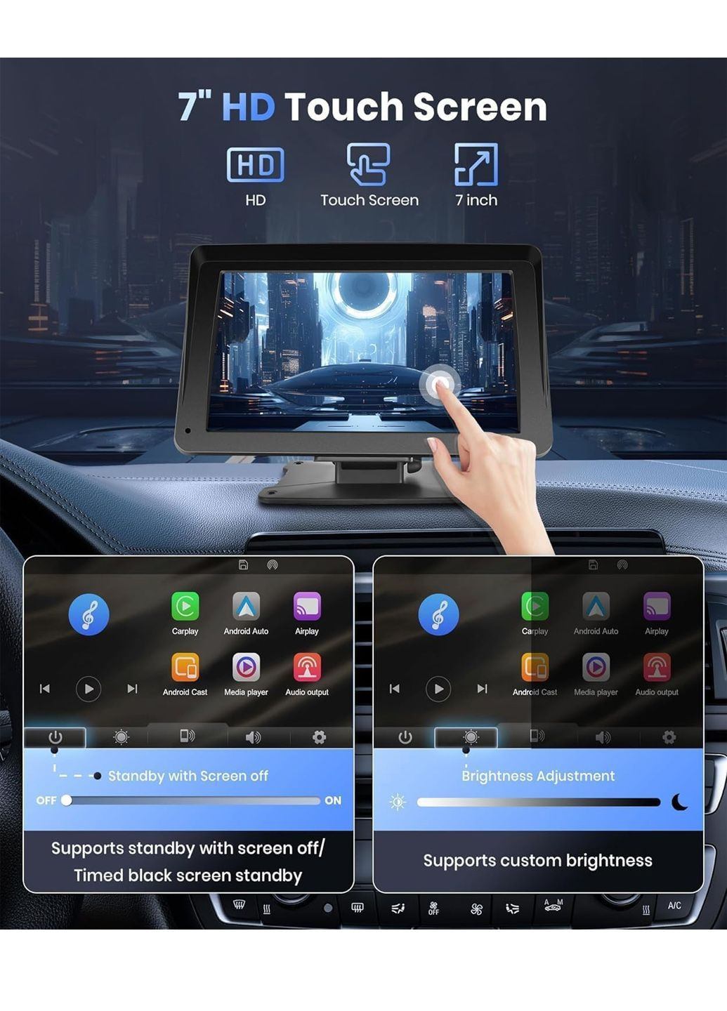 Портативный автомобильный дисплей 7" черный Amazon (370878165)