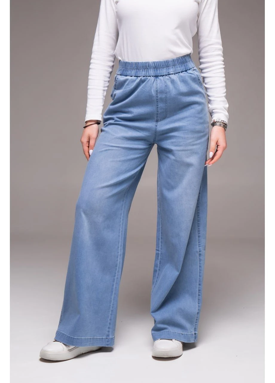 Жіночі джинси wide-leg блакитні No Brand - (384236629)