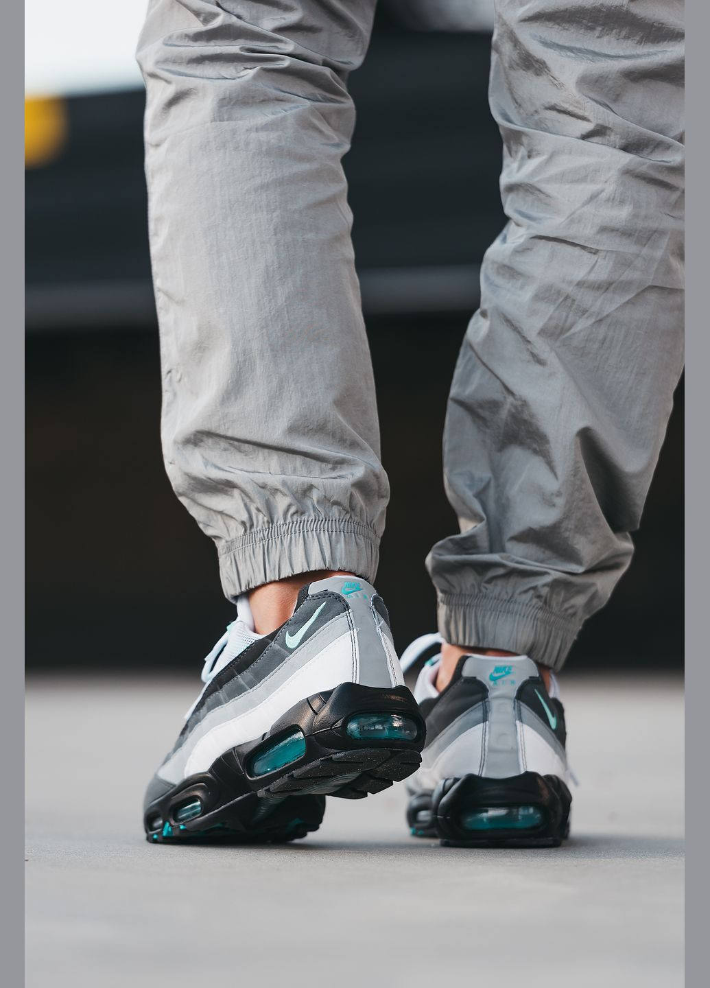 Сірі всесезон кросівки чоловічі nike air max 95 gray mint black | найк аір макс 95 сірі чорні No Brand