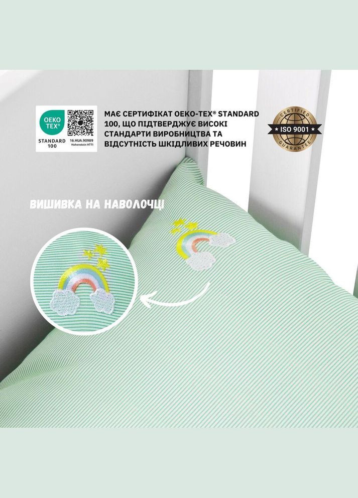 Комплект постільної білизни в ліжечко дитячий PAPAELLA, набір постільної з вишивкою, бавовна м'ята IDEIA (334726890)