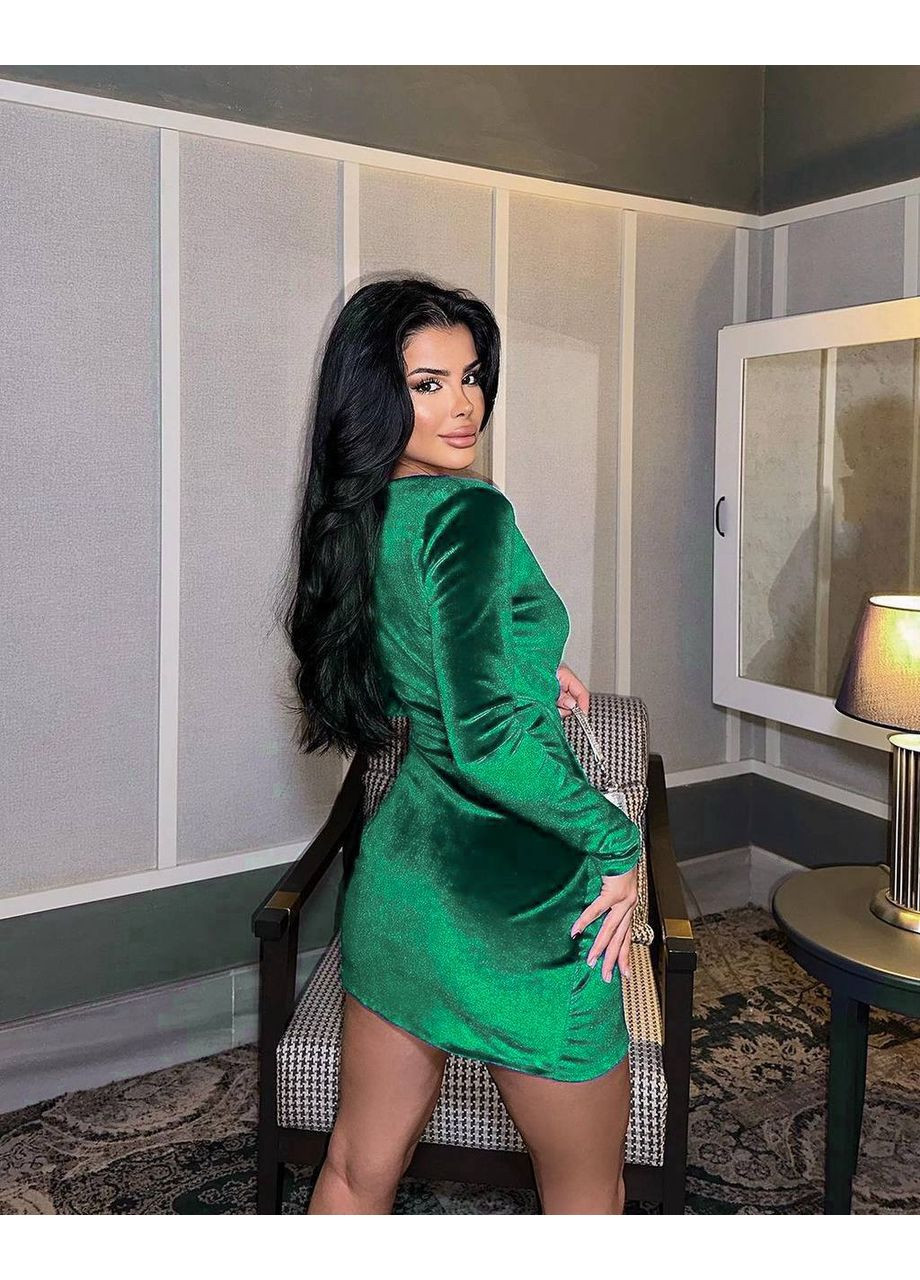 Зелена святковий оксамитова сукня, що підкреслює фігуру та приковує погляди ✨ заміри в описі силуетна DK/DL Мода без кордонів однотонна
