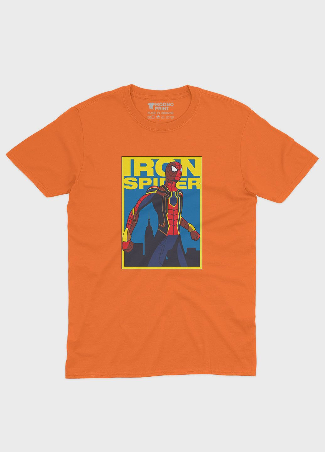Помаранчева демісезонна футболка для дівчинки з принтом супергероя - людина-павук (ts001-1-ora-006-014-028-g) Modno