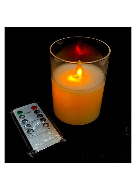 Свічка з Led підсвічуванням з полум'ям, що рухається, і пультом управління (7,5х7,5х15 см) No Brand (316717692)