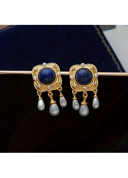 Серьги бижутерия с синими камнями No Brand (361081027)