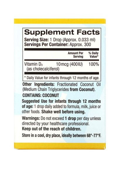 Вітамін D3 для дітей 400 МО 10 мл California Gold Nutrition (349821206)