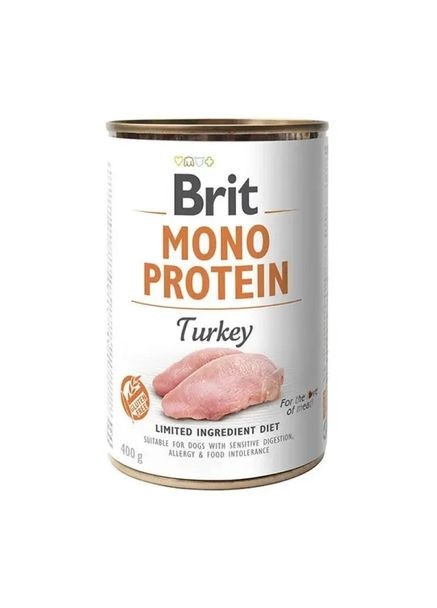 Вологий корм для собак Brit Mono Protein Turkey з індичкою, 400 г Brit Care (370193400)