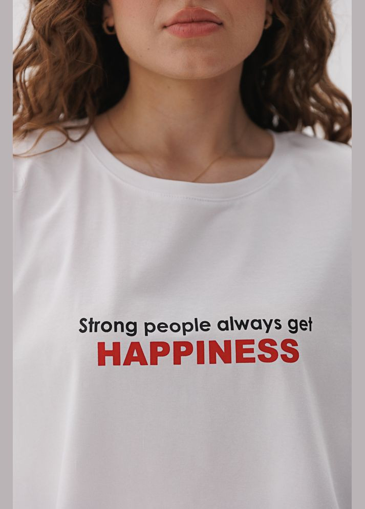 Женская футболка с надписью Strong people always get happiness Arjen - (297788433)