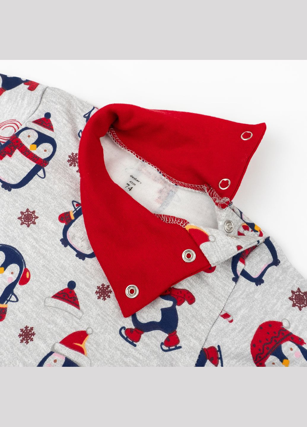 Боді новорічне з високою горловиною та начосом з пінгвінами Christmas penguin Сірий dexter's (315321192)