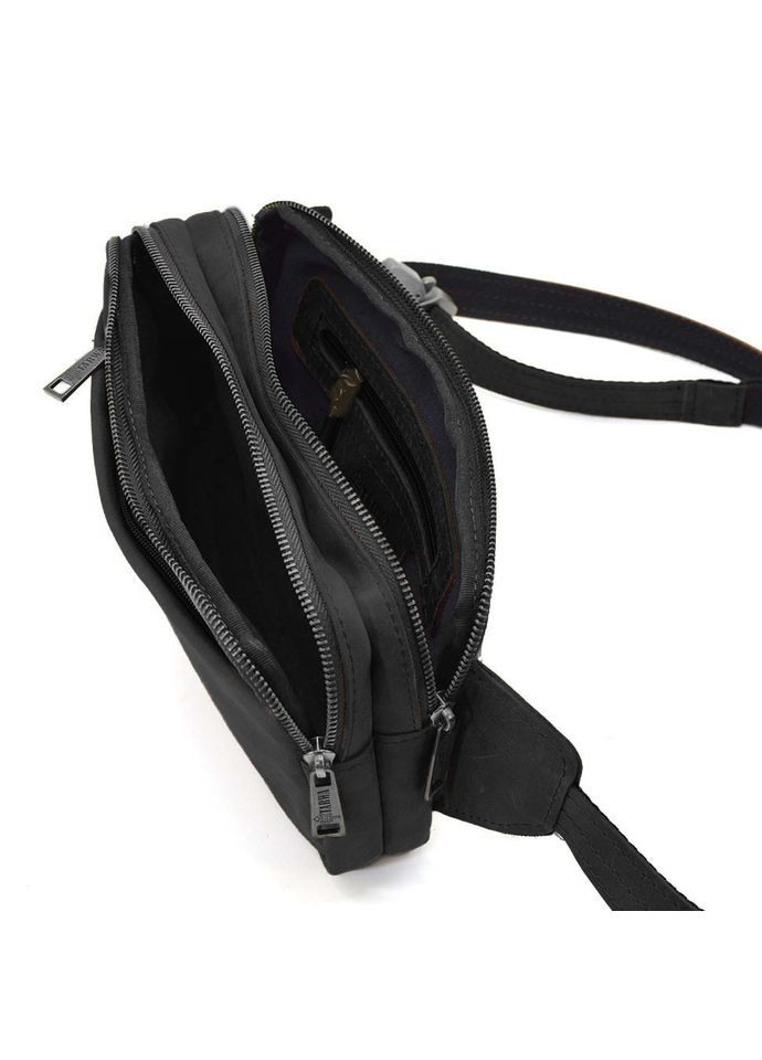 Напоясна сумка на два відділення RA-0704-3md чорна шкіра TARWA (298684242)