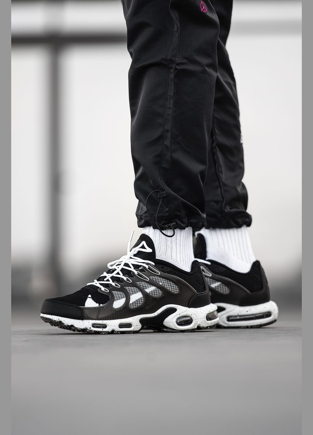 Чорні Осінні кросівки чоловічі nike air max tn plus terrascape black white | найк аір макс тн плюс чорні білі No Brand