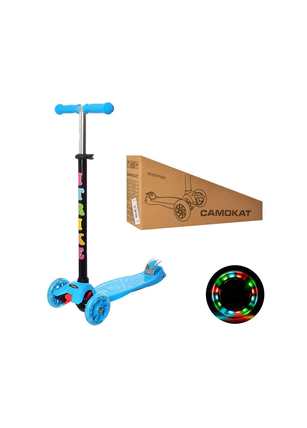 Самокат трехколесный с подсветкой колес (JR 3003-BL) iTrike (301421211)