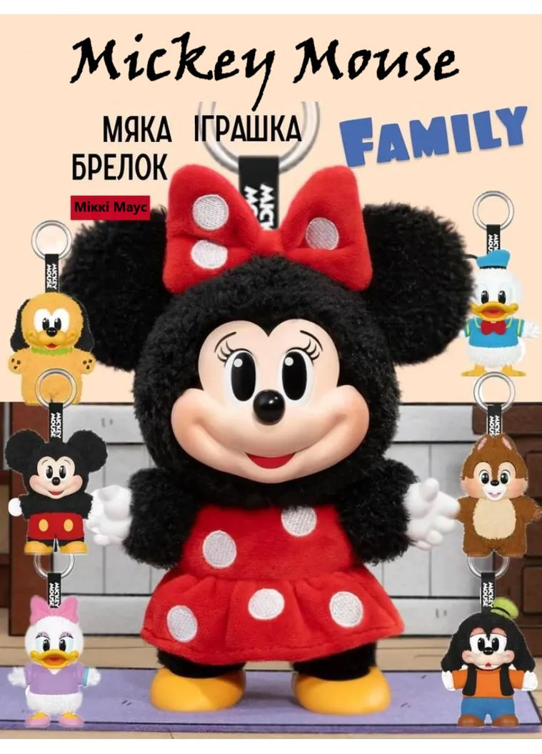 Мягкий Брелок сюрприз бокс Микки Маус семья 15 см игрушка Labubu Mickey Family VTech (353968635)