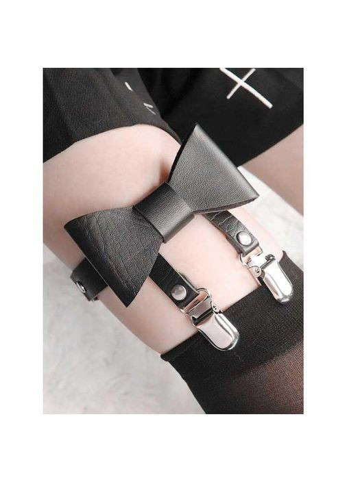 Гартер на 2 ноги с подвязками для чулок и бантиком 2 шт чёрный No Brand (366667624)