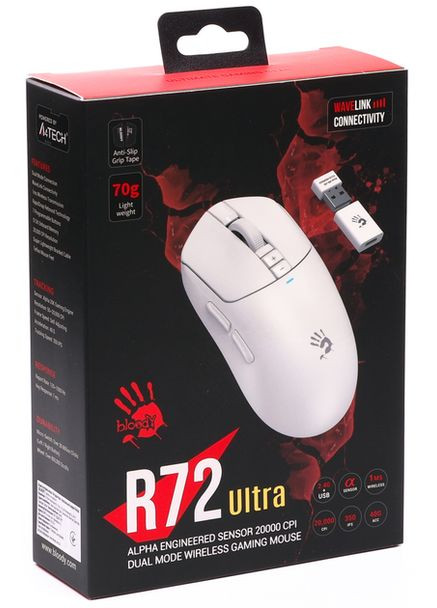 Миша ігрова R72 Ultra Wireless White A4Tech (360413930)