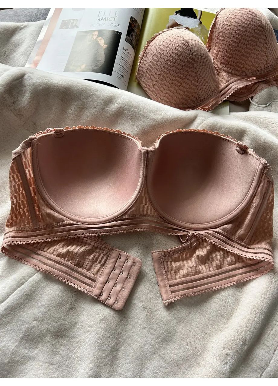Пудровый балконет бюстгальтер цвет пудра чашка d формованная Biweier с косточками