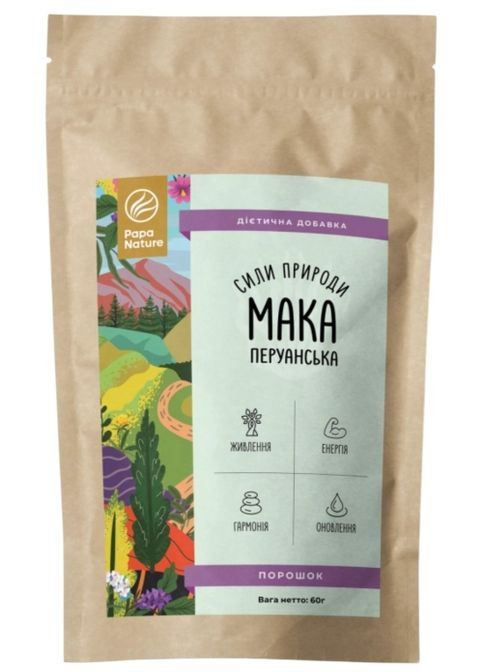 Мака перуанська (Lepidium meyenii) - порошок 60 г /30 порцій/ PapaNature (317232938)