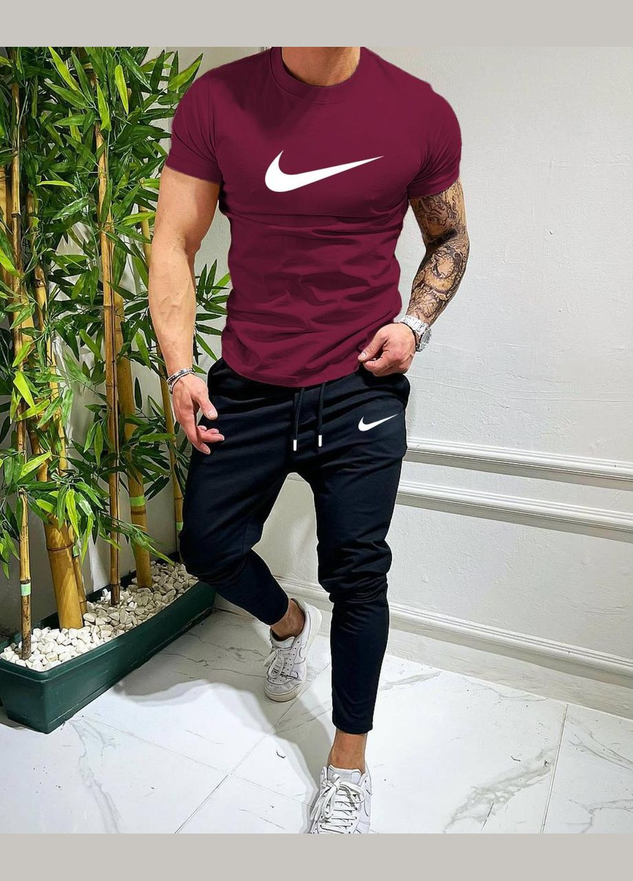 Бордовий комплект (футболка + штани) No Brand