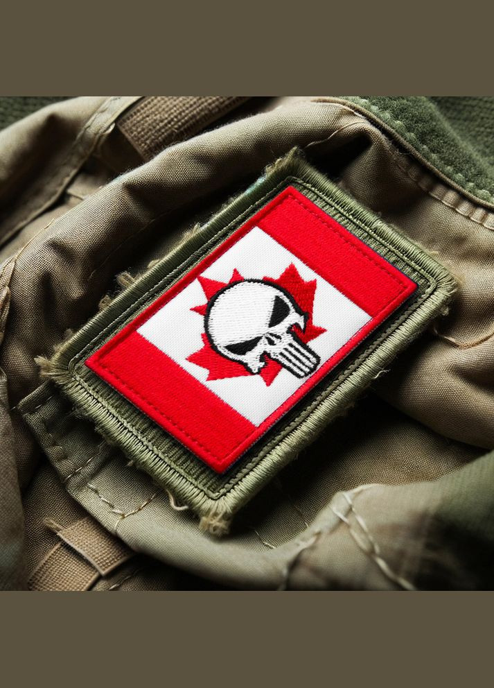 Набір шевронів 2 шт з липучкою Череп Карателя на Прапорі Канади 5х8 см вишитий патч нашивка Канада Каратель Punisher IDEIA (291451419)
