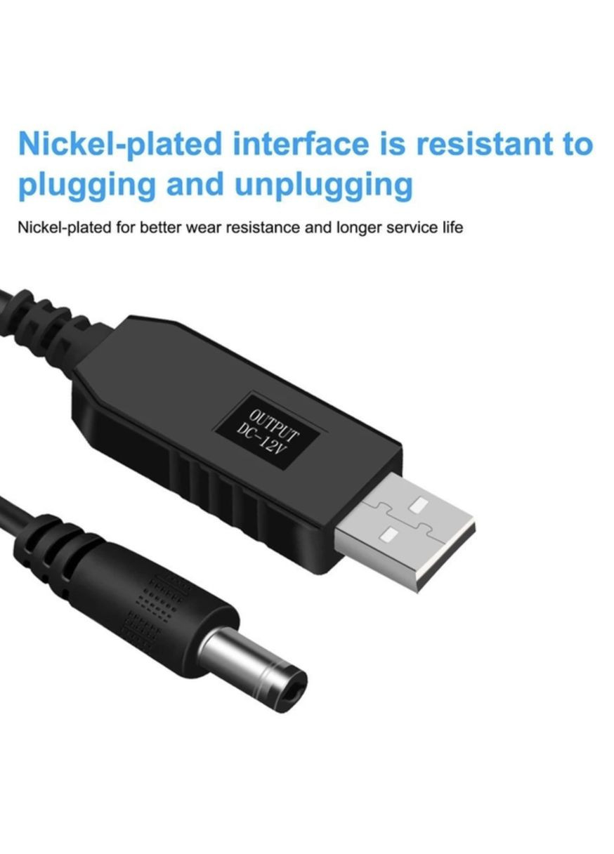 Кабель для роутера USB DC живлення від Power Bank із трансформатором 9V з перехідником 5.5 - 3.5 мм Чорний Fonken (360898246)