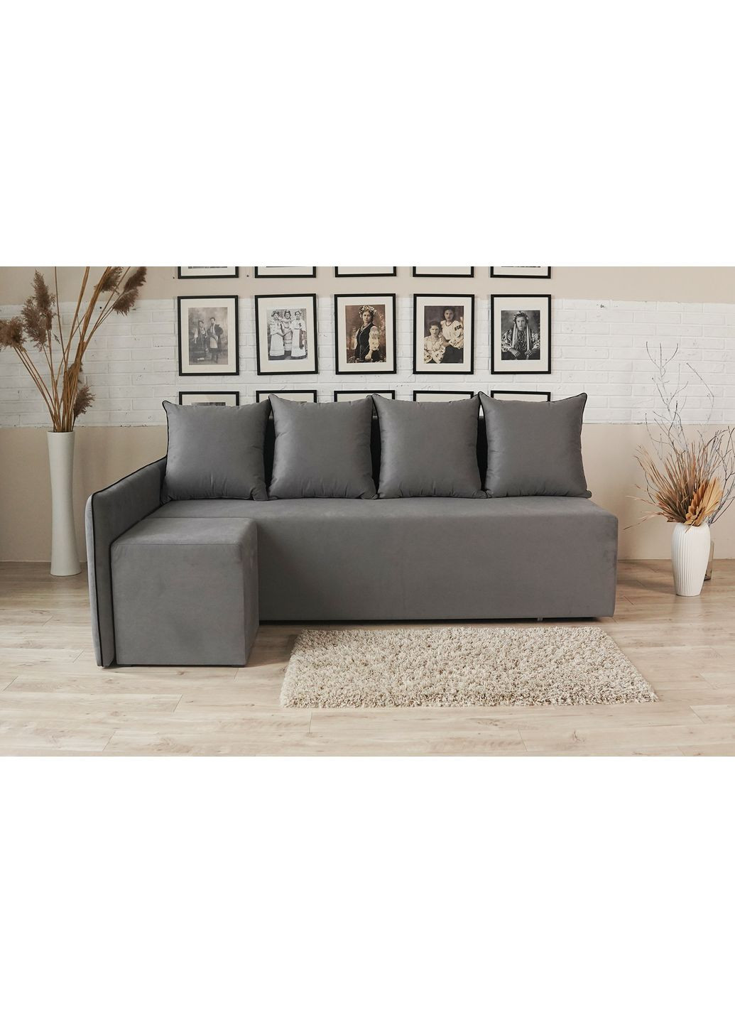 Угловой диван ортопедический MORRO Maxi еврокнижка 205x149 см (матрац Gold) графит Laura 15 (ISM-051367) iSmart (373644636)