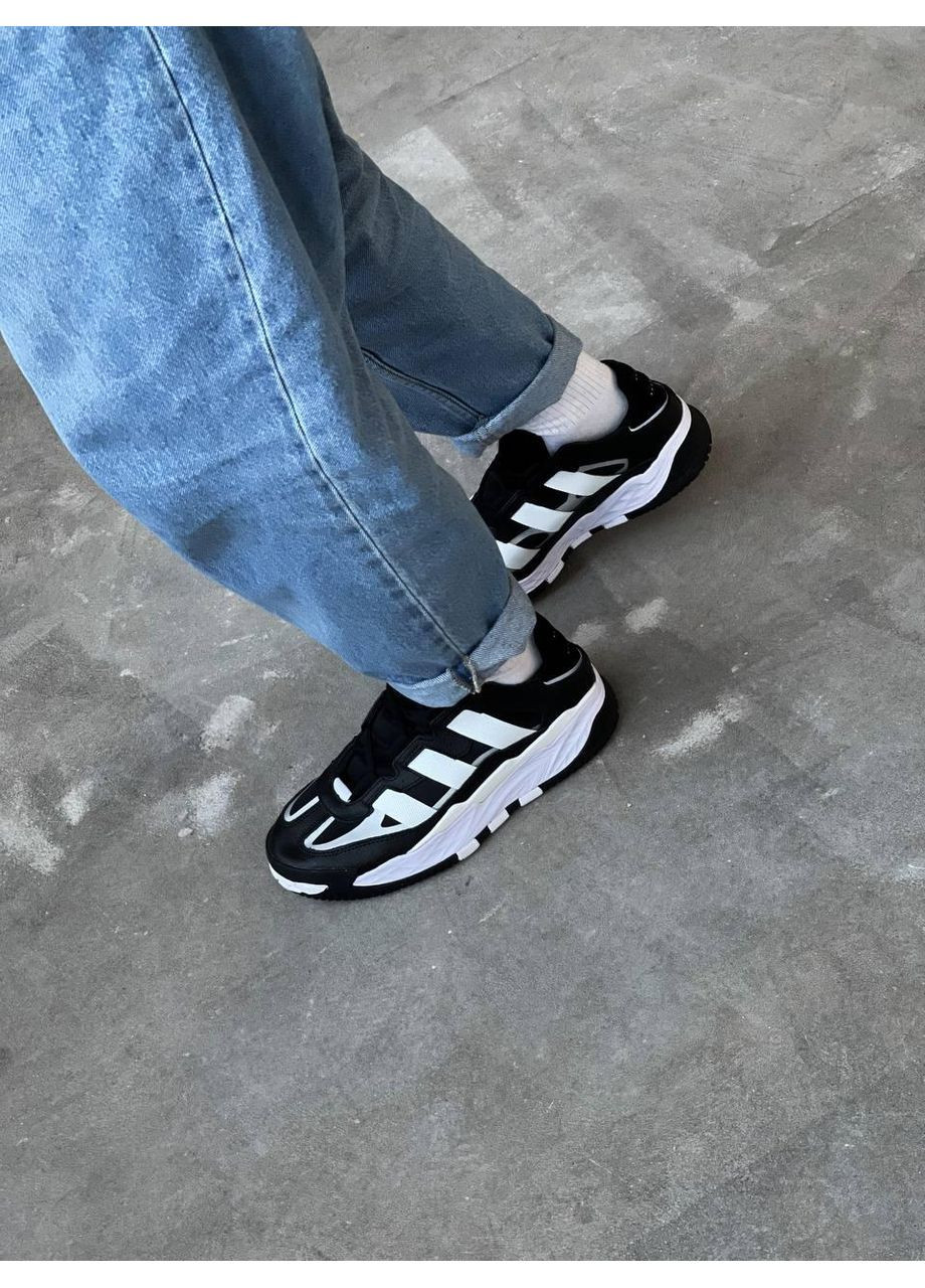КРОССОВКИ ЖЕНСКИЕ ADIDAS NITEBALL BLACK WHITE АДИДАС НАЙТБОЛ No Brand чёрные демисезоны (367171260)