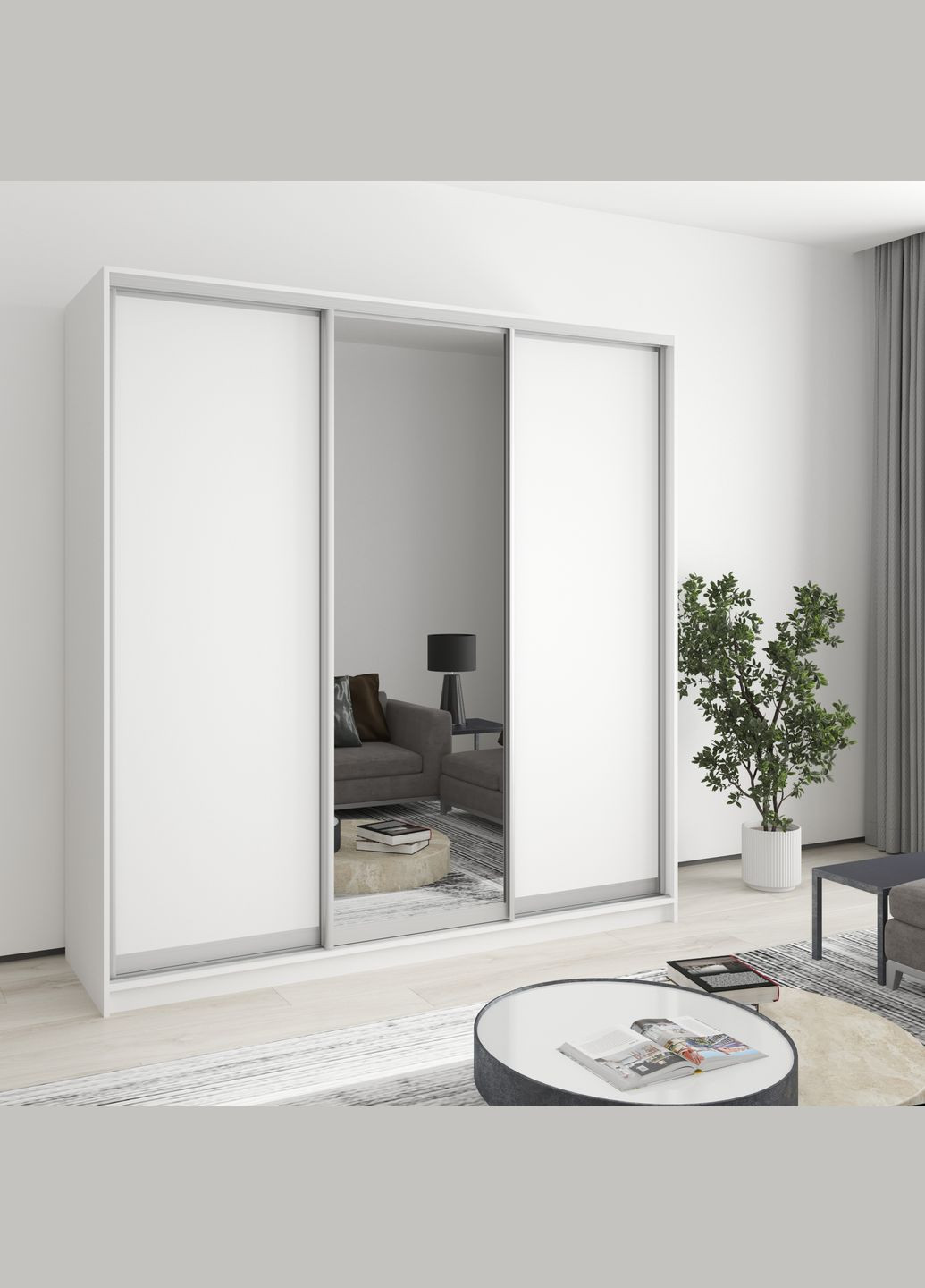 Шкаф-купе трехдверный Стандарт AL 2ДСП/Зеркало 200x45x210 см (MBS-2892) MebelStar (362373678)