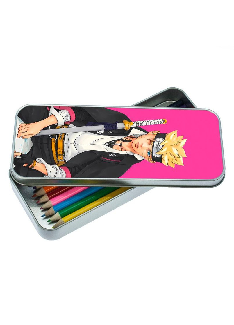 Пенал школьный для мальчика и девочки металлический Аниме Боруто #008 7*18 см Silver No Brand (309159662)