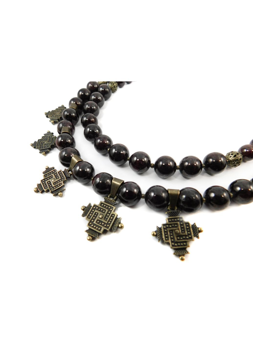 Эксклюзивные бусы "Звездная" Гранат сфера, 2 ряда Fursa fashion (331155847)