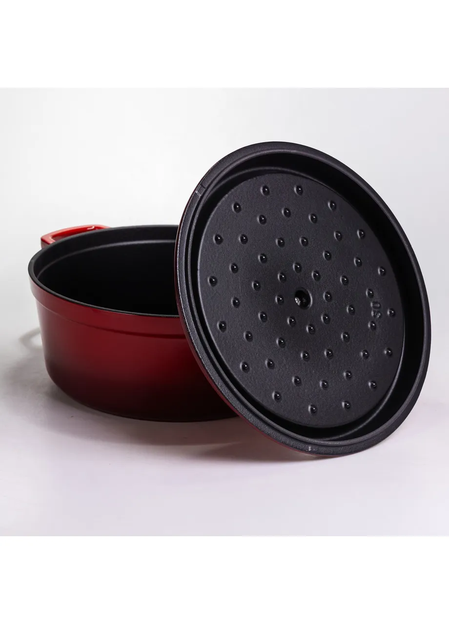Кокотница чугунная эмалированная 6 л, HP-FLG-6 RED Yiwu (406525671)