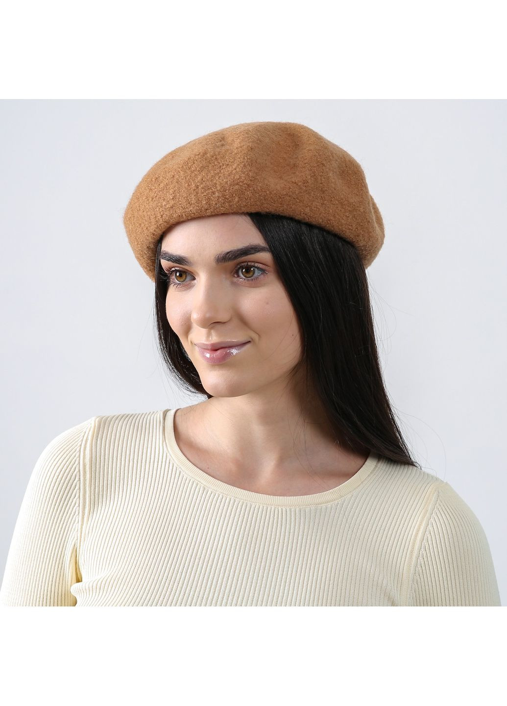 Берет жіночий вовна бежевий СІНА LuckyLOOK 952-928 (367831443)