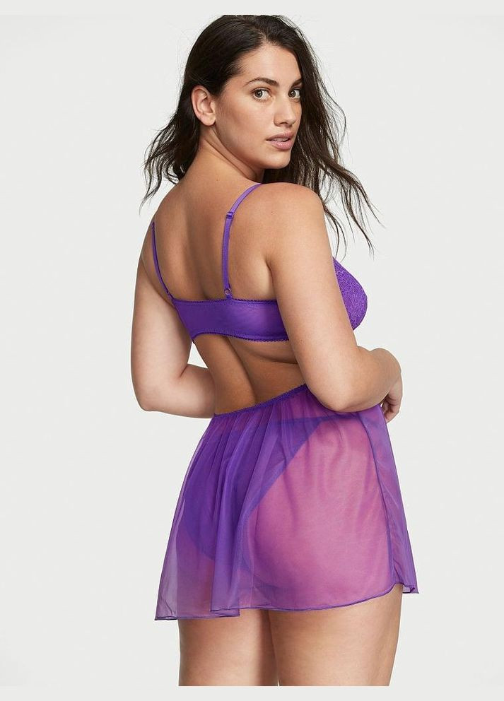 Фіолетова всесезон комплект lace mesh cutout babydoll xs фіолетовий Victoria's Secret