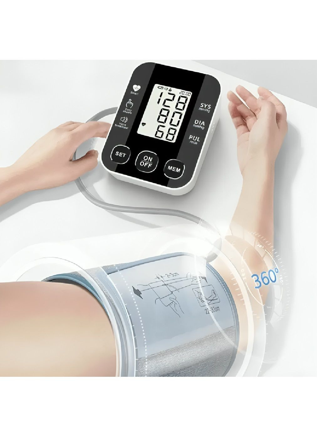 Автоматичний тонометр для вимірювання тиску з роботою від батарейок USB індикатором заряду 12.8x9.8х5.7 см (480037-Prob) Unbranded (328512108)