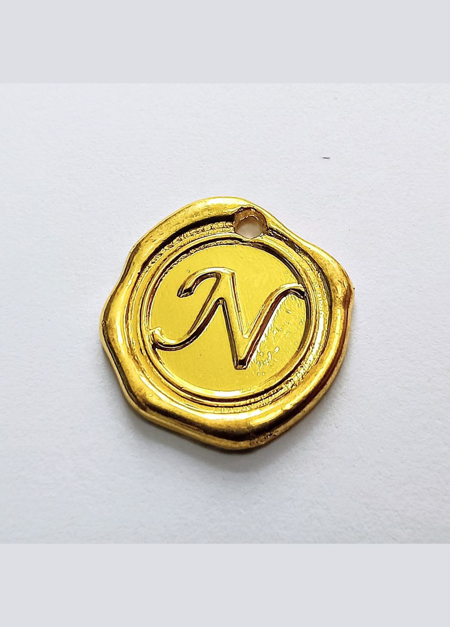 Підвіска Кулон штамп англійського алфавіту буква Античне золото 18 мм N Finding (365875889)