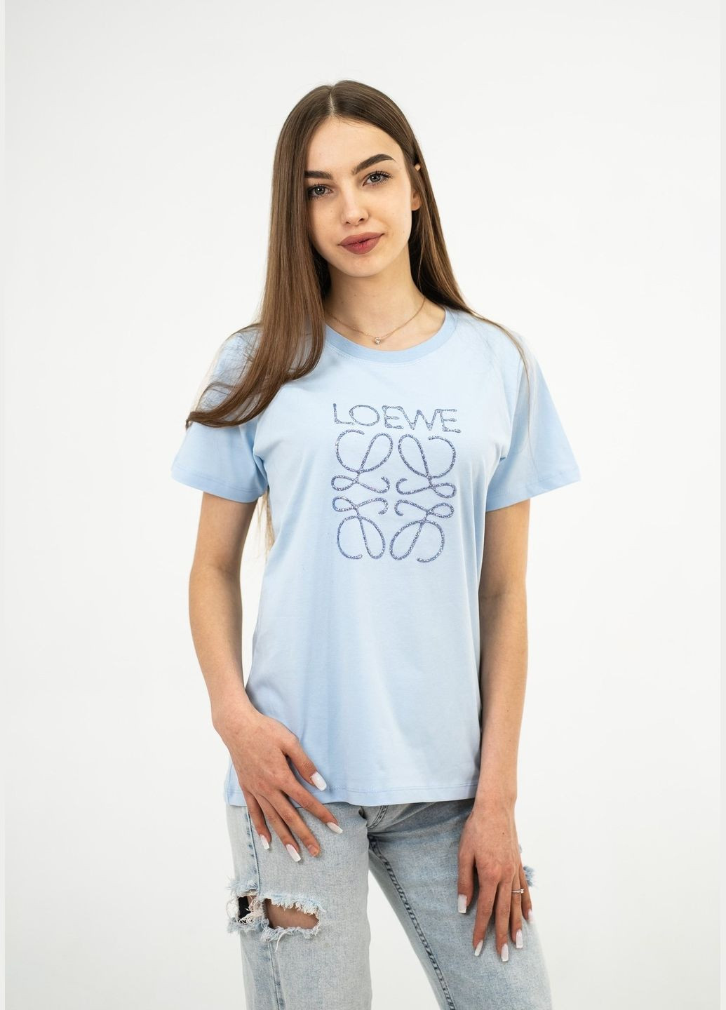 Голубая летняя футболка женская Loewe TISORT