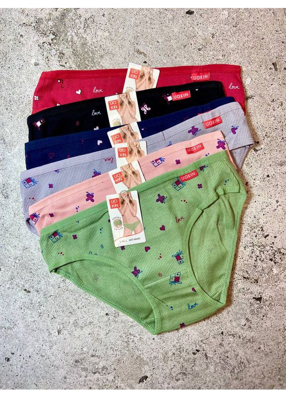 Набір жіночих трусів «Неділька» — 5 шт з принтами UOKIN Сліп (370368934)