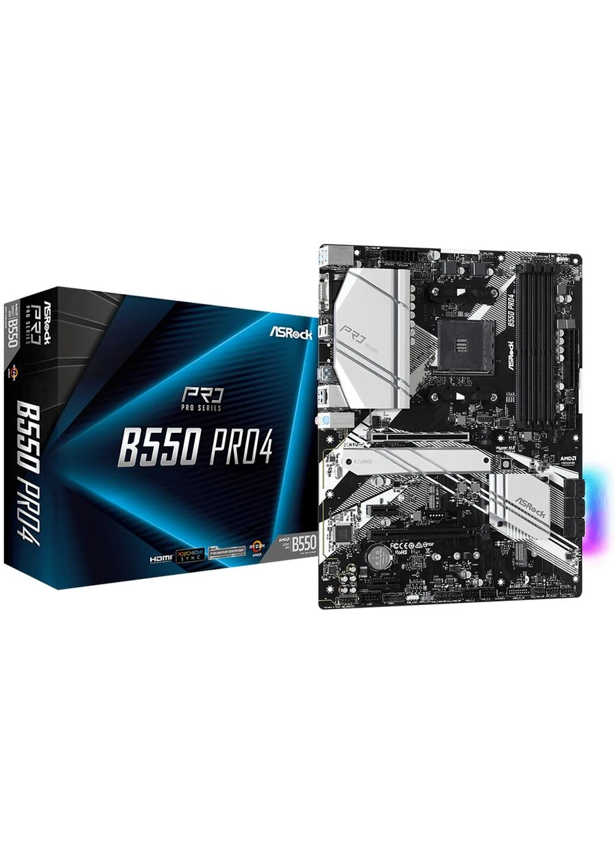 Мат.плата AM4 (B550) B550 Pro4, B550, 4xDDR4, CrossFireX, Int.Video(CPU), 6xSATA3, 2xM.2, 1xPCI-E 16x 4.0, 1xPCI-E 16x 3.0, ASRock (344464875)