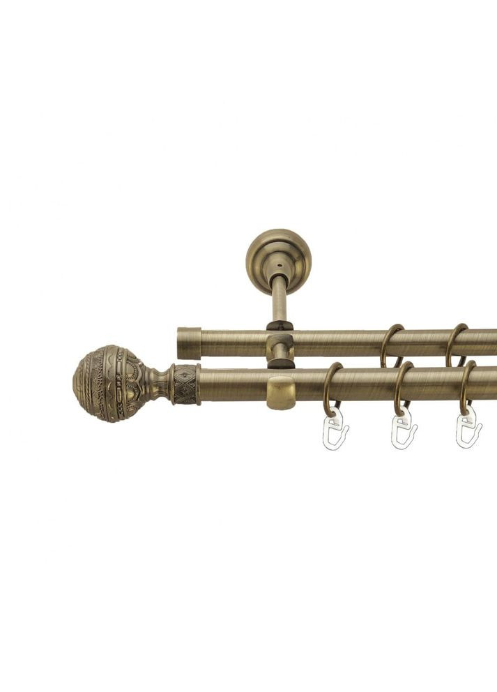 Карниз Арабеска металевий дворядний відкритий гладка труба Антик 19\16 мм 160 см (4003773) ORVIT (300842995)