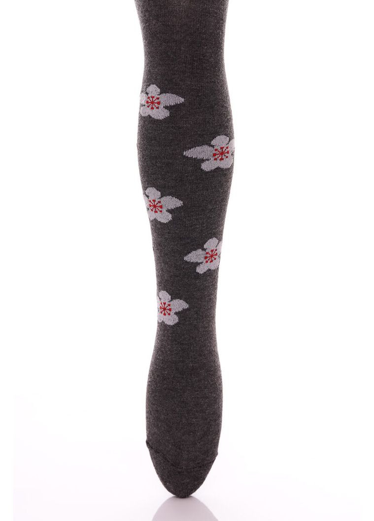 Колготы хлопок для девочки с красными и белыми цветами серые 128 см (51564) BABYKROHA (323469947)