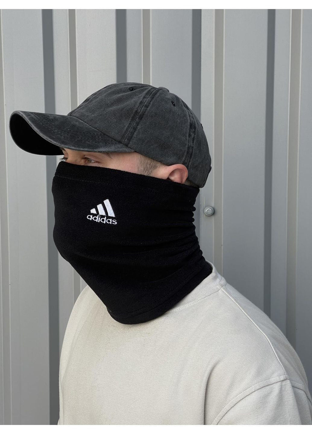 Бафф флісовий теплий з вишитим логотипом чорний No Brand Класичний баф (369976334)