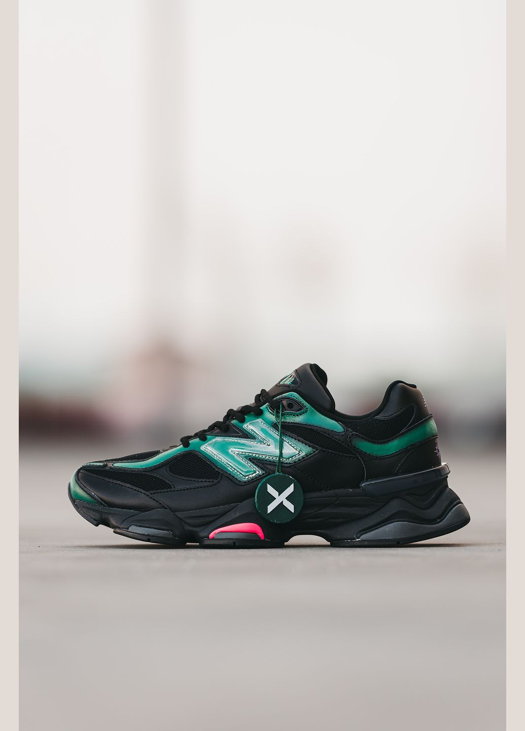 Черные демисезонные кроссовки мужские new balance 9060 black green| нью беланс 9060 черные зеленые No Brand