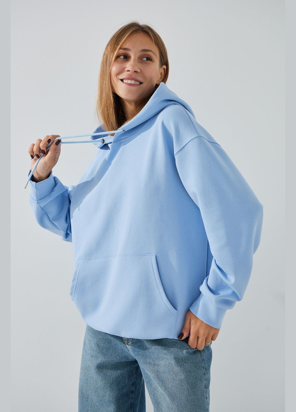 Худи однотонный женский 24-09 Голубой shop (2000990546180) On me (316000591)
