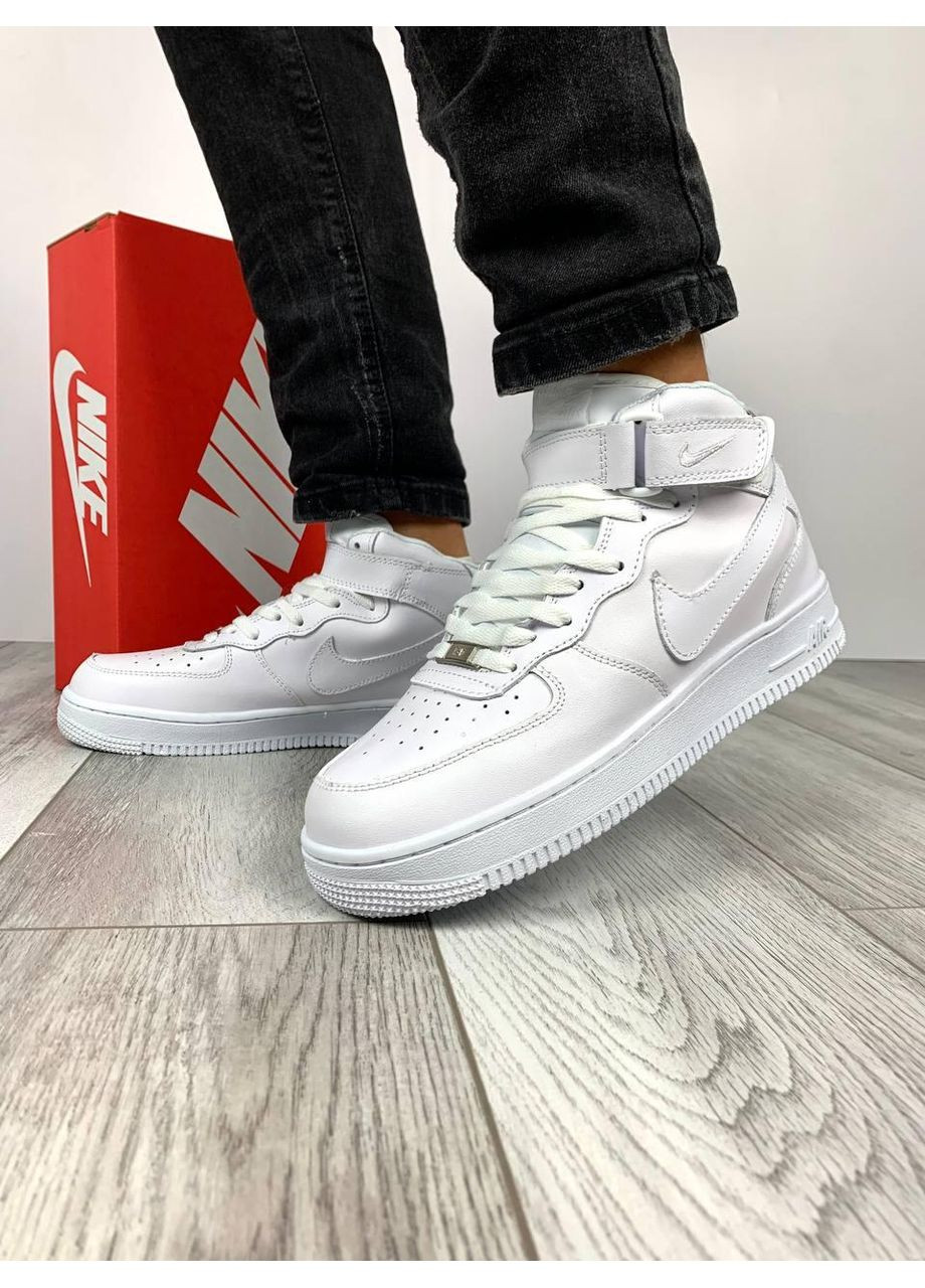 Белые демисезонные кроссовки мужские nike air force 1 high white v2 найк аир форс 1 премиум No Brand