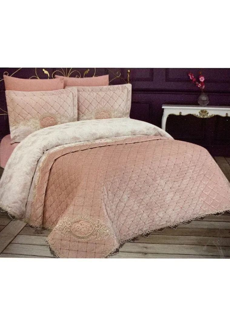 Покрывало Flora с простынью и наволочками (6 предметов) Pudra Евро Naturel (348433608)