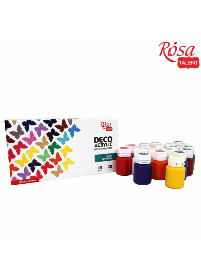 Набір акрилових фарб для декору матовий 18×20мл Rosa Talent (362660972)