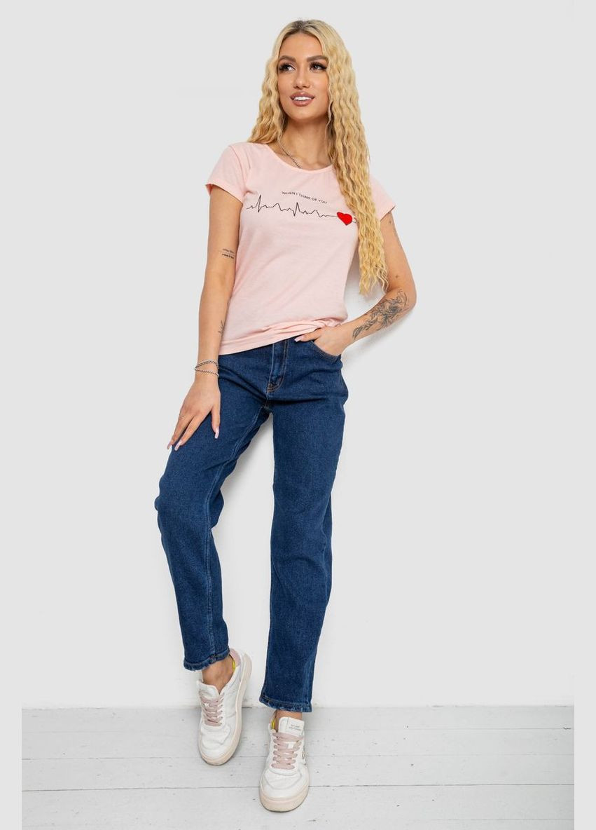 Футболка жіноча з принтом, колір персиковий, 244R2211 Ager - (331650457)