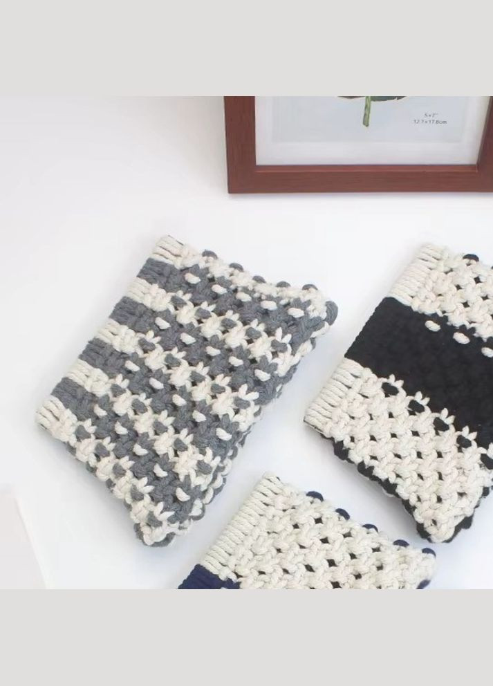 Набір макраме для рукоділля, для творчості та в'язання своїми руками гаманця 15.7х10см колір сірий з білим No Brand (338854787)