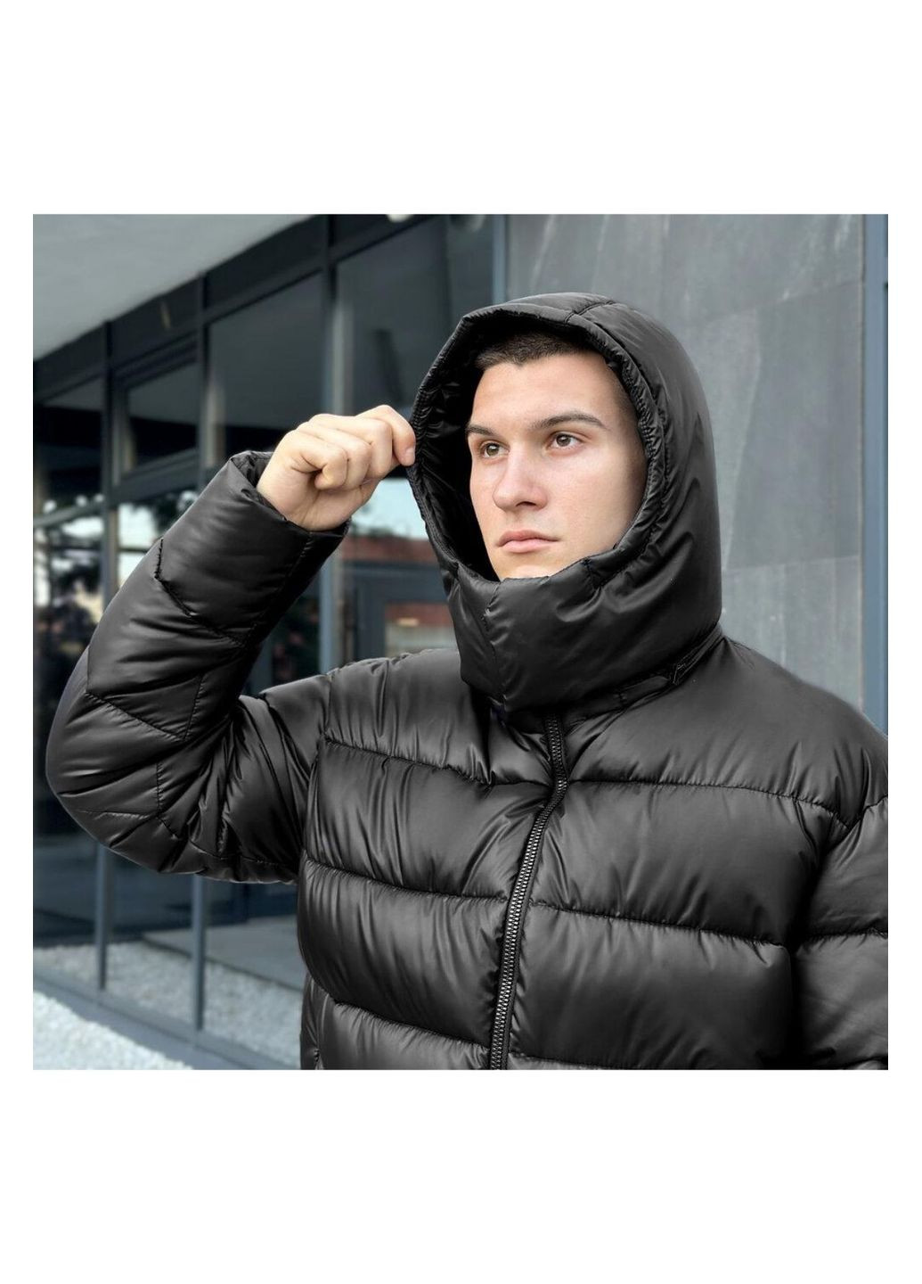 Черная зимняя зимняя мужская куртка No Brand