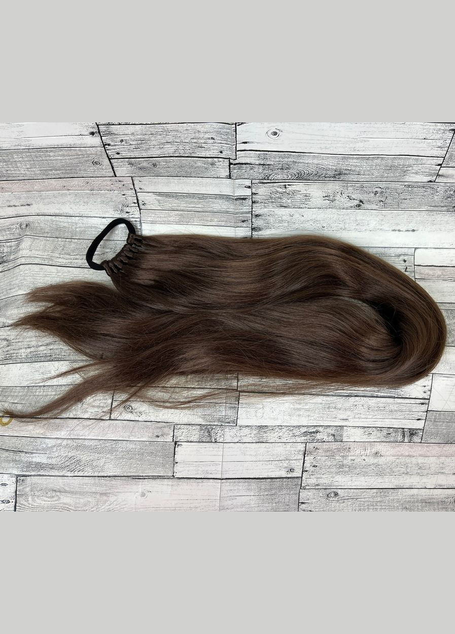 Накладний хвіст коричневий прямий No6 на гумці шиньйон термосхідний рівний No Brand 1113 (328450761)